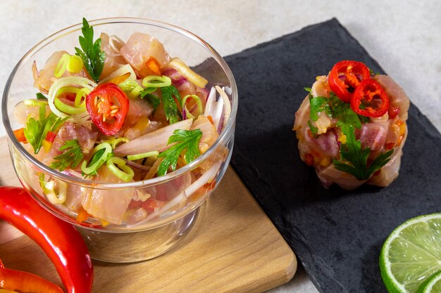 Meeresfrüchte-Ceviche, typisches Gericht aus Peru.