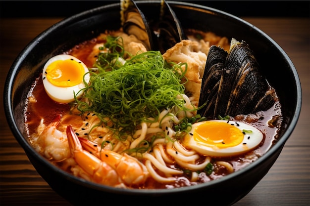 Foto meeresfrüchte udon ramen