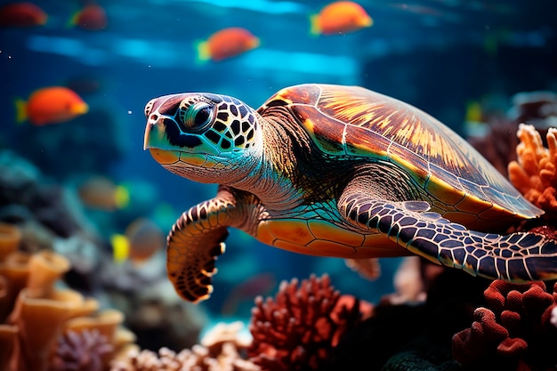 Meeresschildkröte im Aquariumgenerative ai