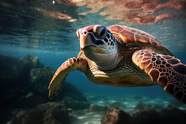 Meeresschildkröte mehrfarbige Tiefwasser-Erhaltung Population generative ai
