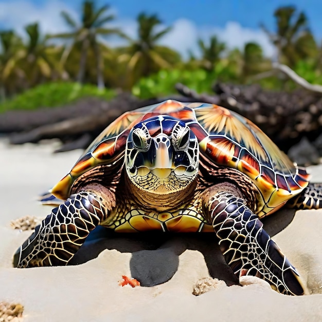 Meeresschildkröten in allen Farben am Ufer des hinteren Strandes