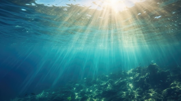 Meeresunterwasseransicht mit Sonnenlicht Schönheitsnaturhintergrund