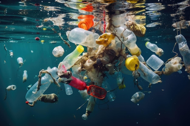 Meeresverschmutzung durch Plastikflaschen und Mikroplastik