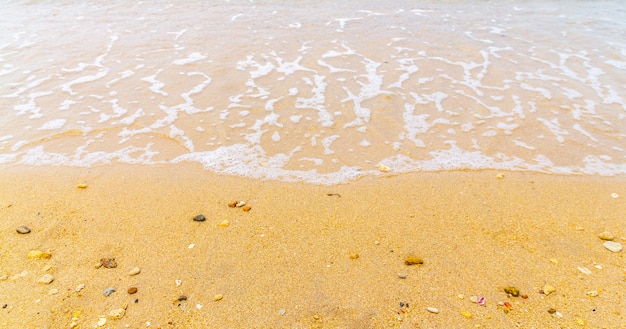 Meereswelle am Sandstrand mit Muschel Sommer Hintergrund