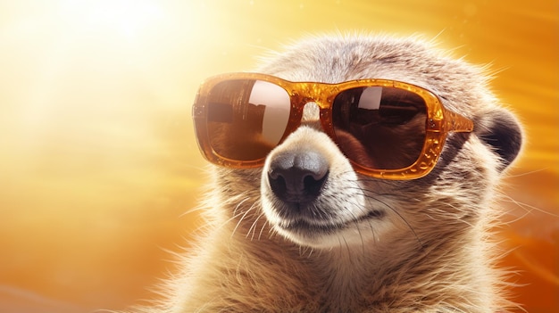 Meerkat em óculos de sol óculos de sombra Meerkat rosto de perto