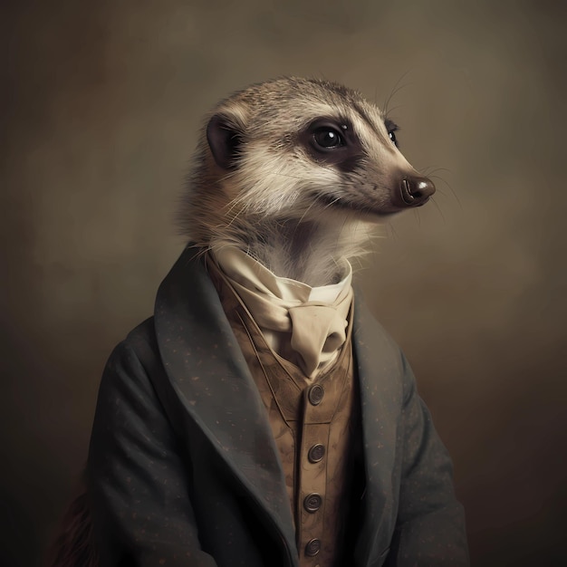 Meerkat em um terno - Estilo vitoriano dos anos 1800 (Generado por IA)