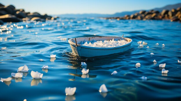 Foto meerwasser und blauer himmel hintergrundgenerative ki