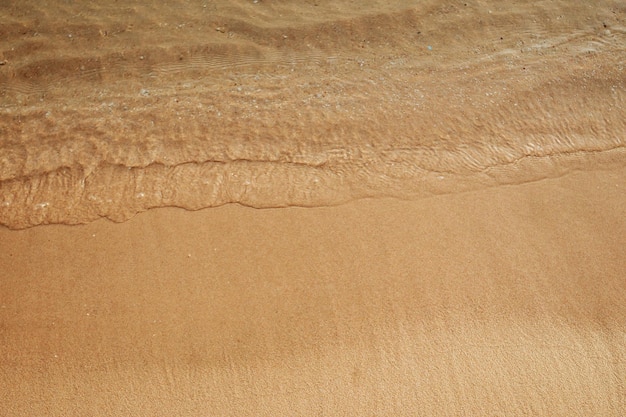 Meerwasser und Sand am Ufer. Sicht von oben.