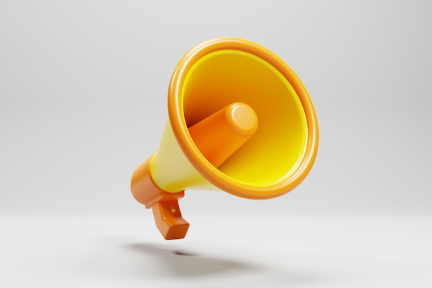 megafone 3d com fundo branco na renderização em 3d