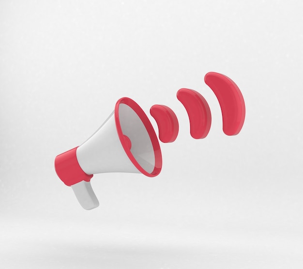 Megafone 3d vermelho para composição