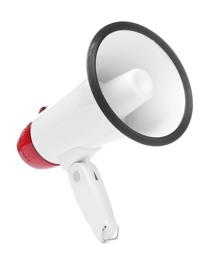 Foto megafone eletrônico em fundo branco