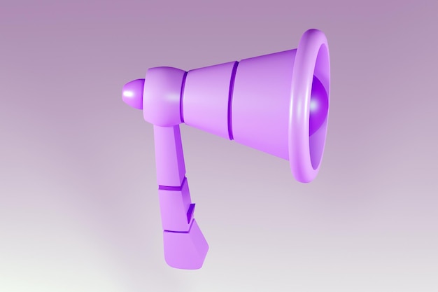 Megafone em um fundo rosa isolado. ilustração de renderização 3D