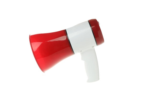 Megafone vermelho e branco isolado no fundo branco