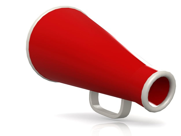 Megafone vermelho isolado em branco