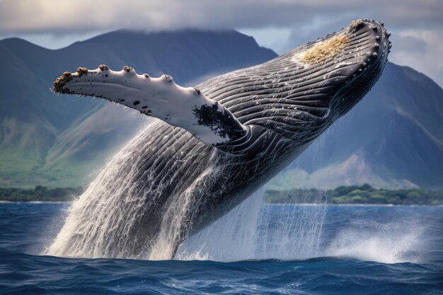 Foto megaptera novaeangliae islândia baleia corcunda debaixo d'água nas caraíbas ai gerado