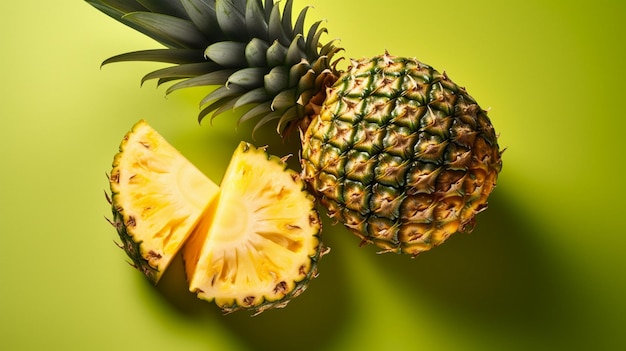 mehr dann eine Ananas mit einigen in zwei Hälften geschnitten