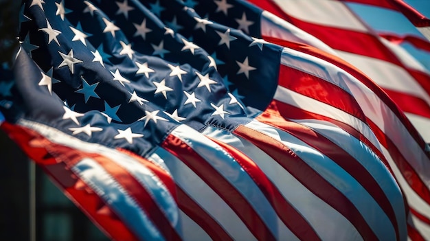 Mehrere amerikanische Flaggen wehen im Wind