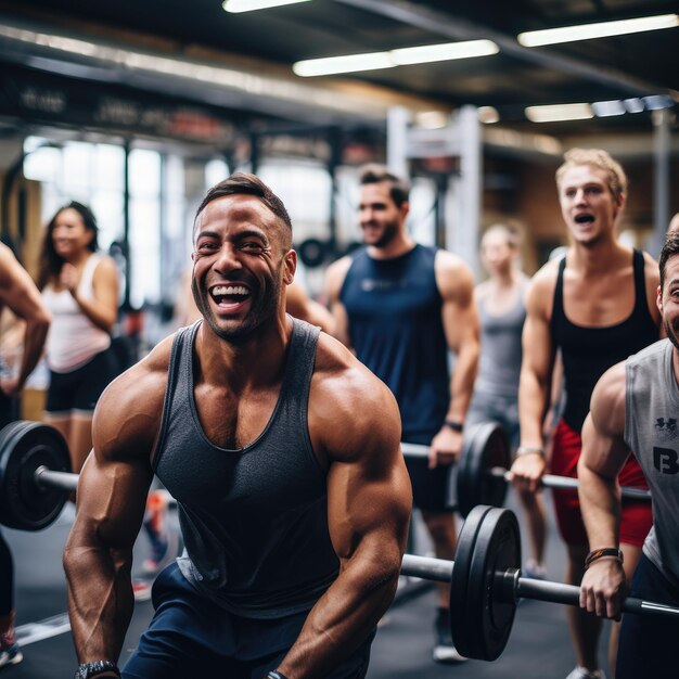 Mehrere Menschen trainieren in einem Fitnessstudio