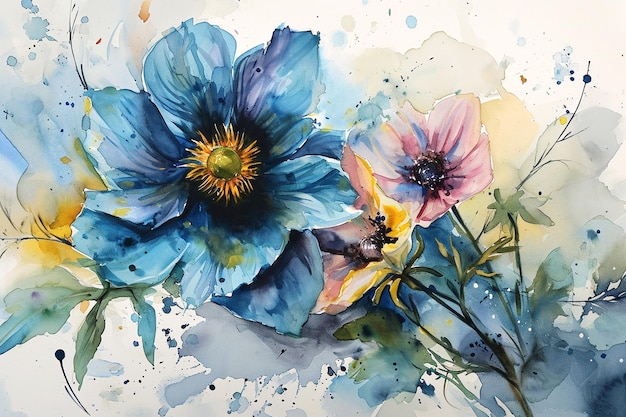 Mehrfarbige Aquarell Hochzeitsblumen