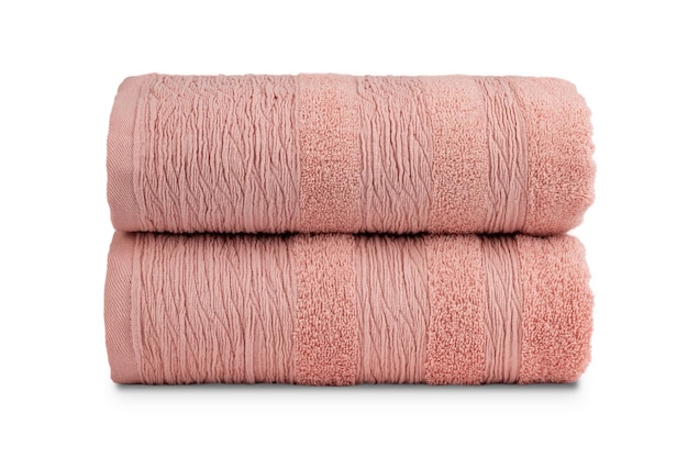 mehrfarbige Badetücher aus Frottee-Baumwolle, isolieren auf weißem Hintergrund