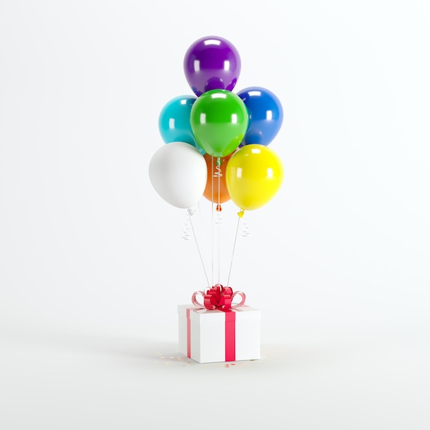 Mehrfarbige Ballons auf weißem Hintergrund