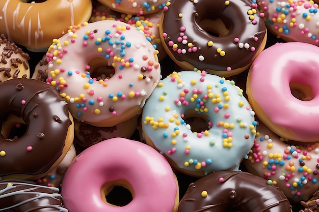 Mehrfarbige Donuts mit Glasur