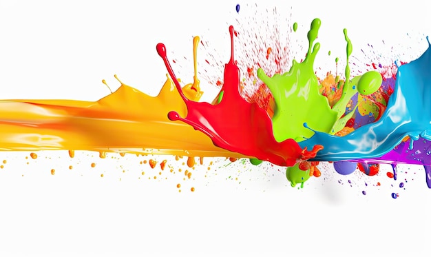 Foto mehrfarbige farbspritzer auf einer leeren leinwand. erstellen mit generativen ki-tools