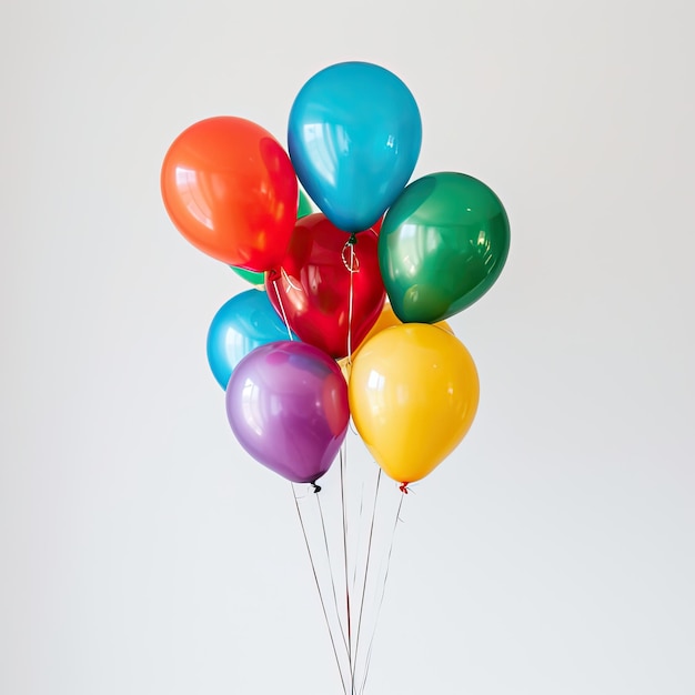 Foto mehrfarbige runde ballons auf weißem hintergrund