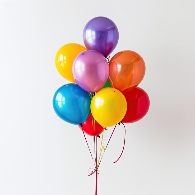 mehrfarbige runde Ballons auf weißem Hintergrund