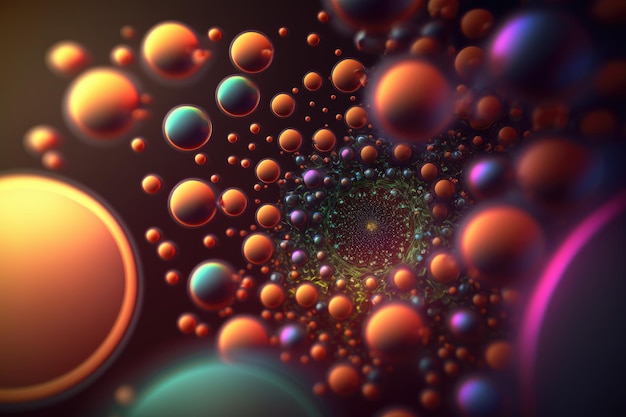 Mehrfarbiger abstrakter Nanotechnologie-Hintergrund mit Mikro- und Makroelementen, die mit Generat erstellt wurden