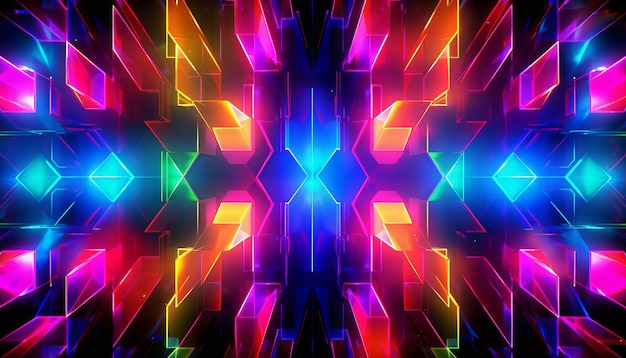 Mehrfarbiger Hintergrund voller Neonlichter. Generative KI