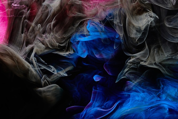 Mehrfarbiger kontrastierender flüssiger Kunsthintergrund Farbtintenexplosion abstraktes Rauchmockup