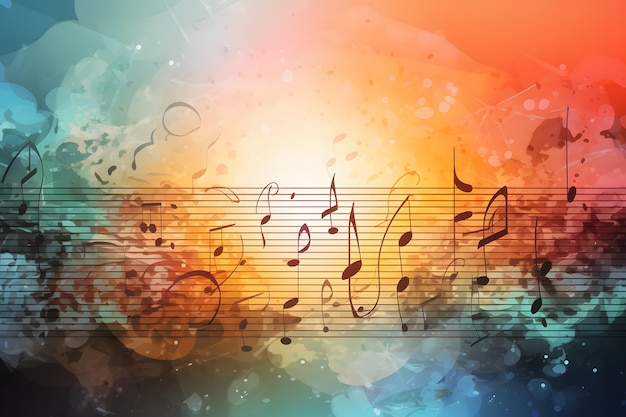 Mehrfarbiger musikalischer abstrakter Hintergrund, neuronale Netzwerk-KI generiert