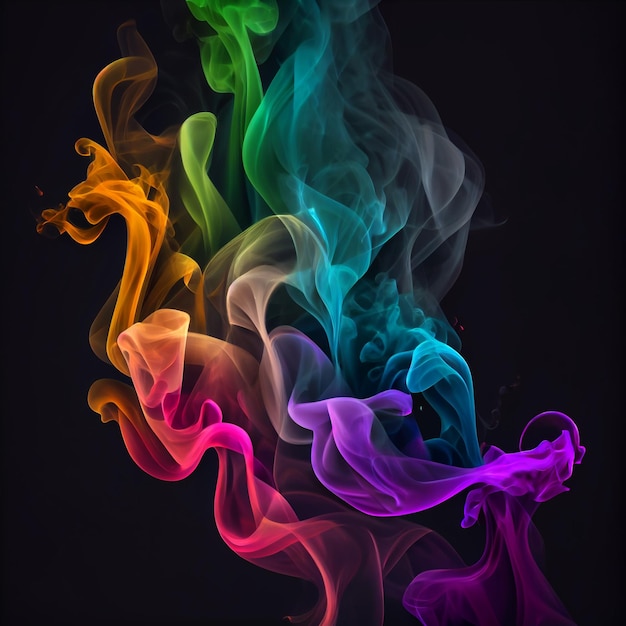 Mehrfarbiger Rauch auf schwarzem Hintergrund