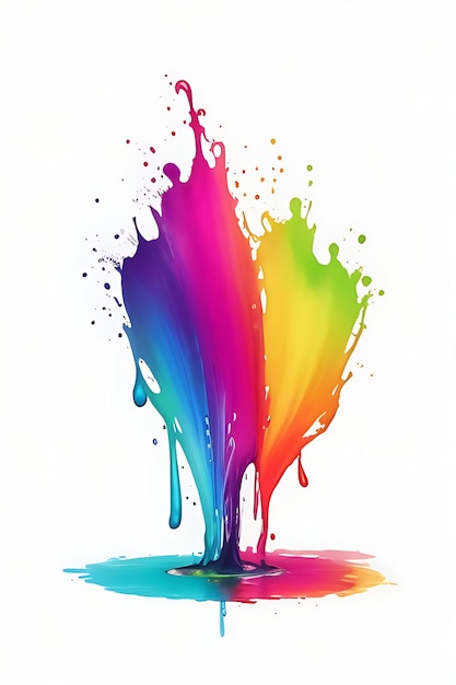 Mehrfarbiger Regenbogen-Neon-Tintentropfen auf weißem Hintergrund
