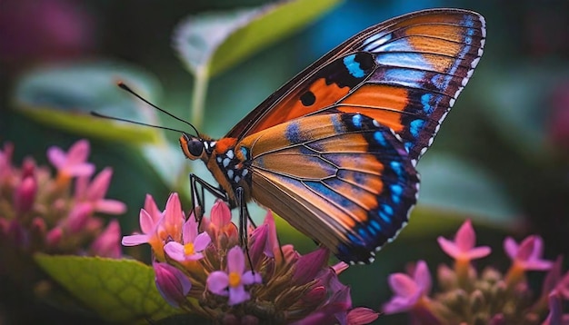 Mehrfarbiger Schmetterling in der lebendigen Natur