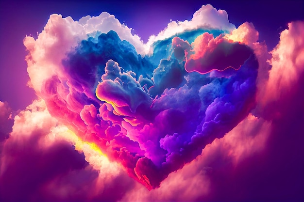 Mehrfarbiges Herz in den Wolken Generative KI Generative KI