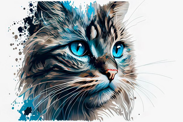 Mehrfarbiges Katzenporträt Generative KI Generative KI