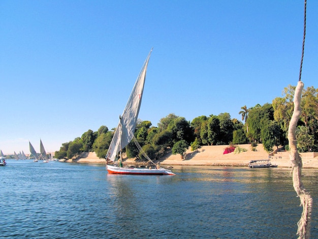 Meine alte ägyptische Segelboot-Felucca-Fahrt den Nil hinunter