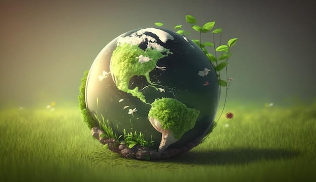 meio ambiente Dia da Terra conceito de natureza do planeta com globo terra verde fundo natural