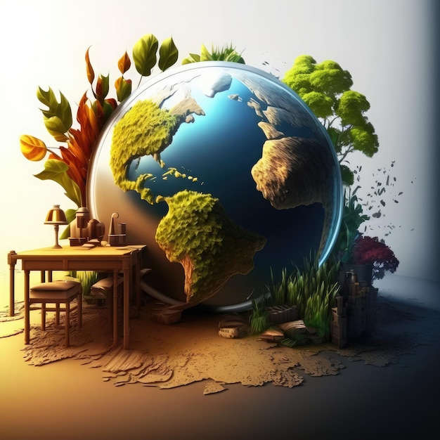 meio ambiente Dia da Terra conceito de natureza do planeta para mídia social post banner e design de plano de fundo