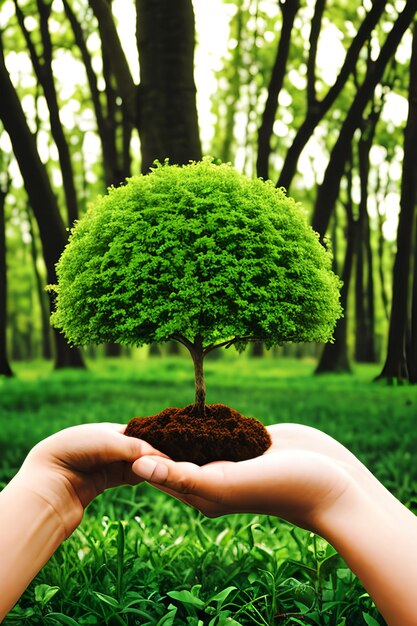 Foto meio ambiente dia da terra nas mãos de árvores que crescem mudas