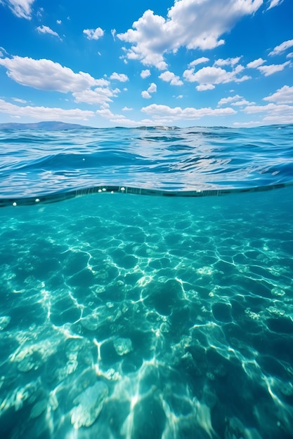 Meio e meio foto de um oceano calmo