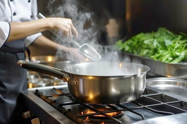 Meisterkoch kochen Frau Hände präzise Kochen Dressing zubereiten lecker frisch köstlich