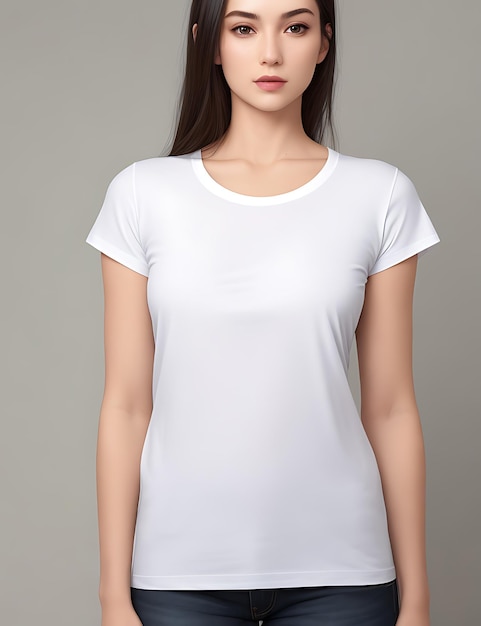 La mejor camiseta blanca en blanco modelo de mujer vista frontal Maqueta