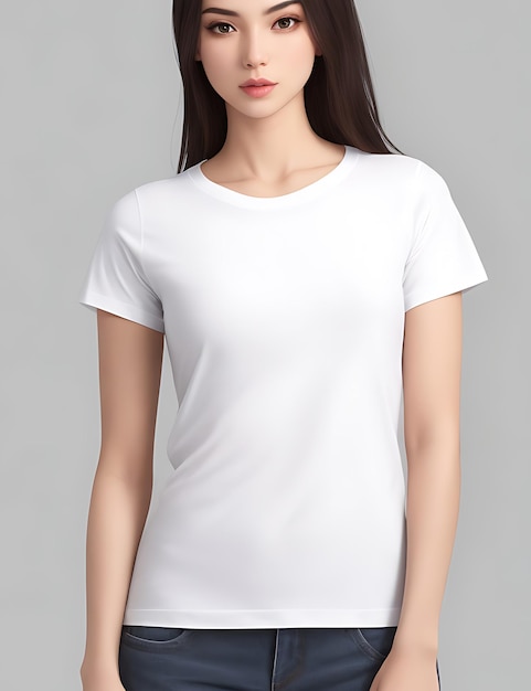 La mejor camiseta blanca en blanco modelo de mujer vista frontal Maqueta