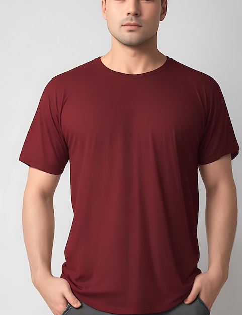 La mejor camiseta en blanco roja de cereza antigua modelo hombre vista frontal maqueta