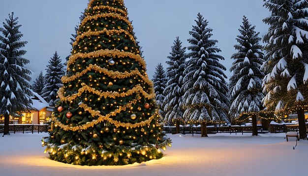 el mejor diseño de árbol de navidad con fondo de nieve