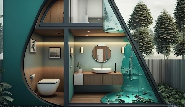 El mejor diseño interior de un albergue con hermosas vistas Ai Generated