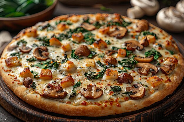 Foto la mejor pizza para principiantes en el estilo de gris oscuro y beige cuadros animados madera ia generativa